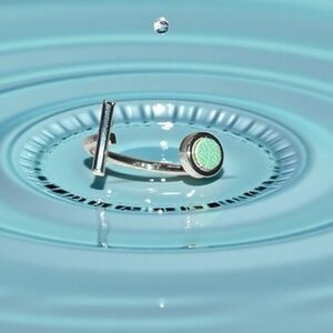 Silver/Leather Mint Dot Adjustable Ring